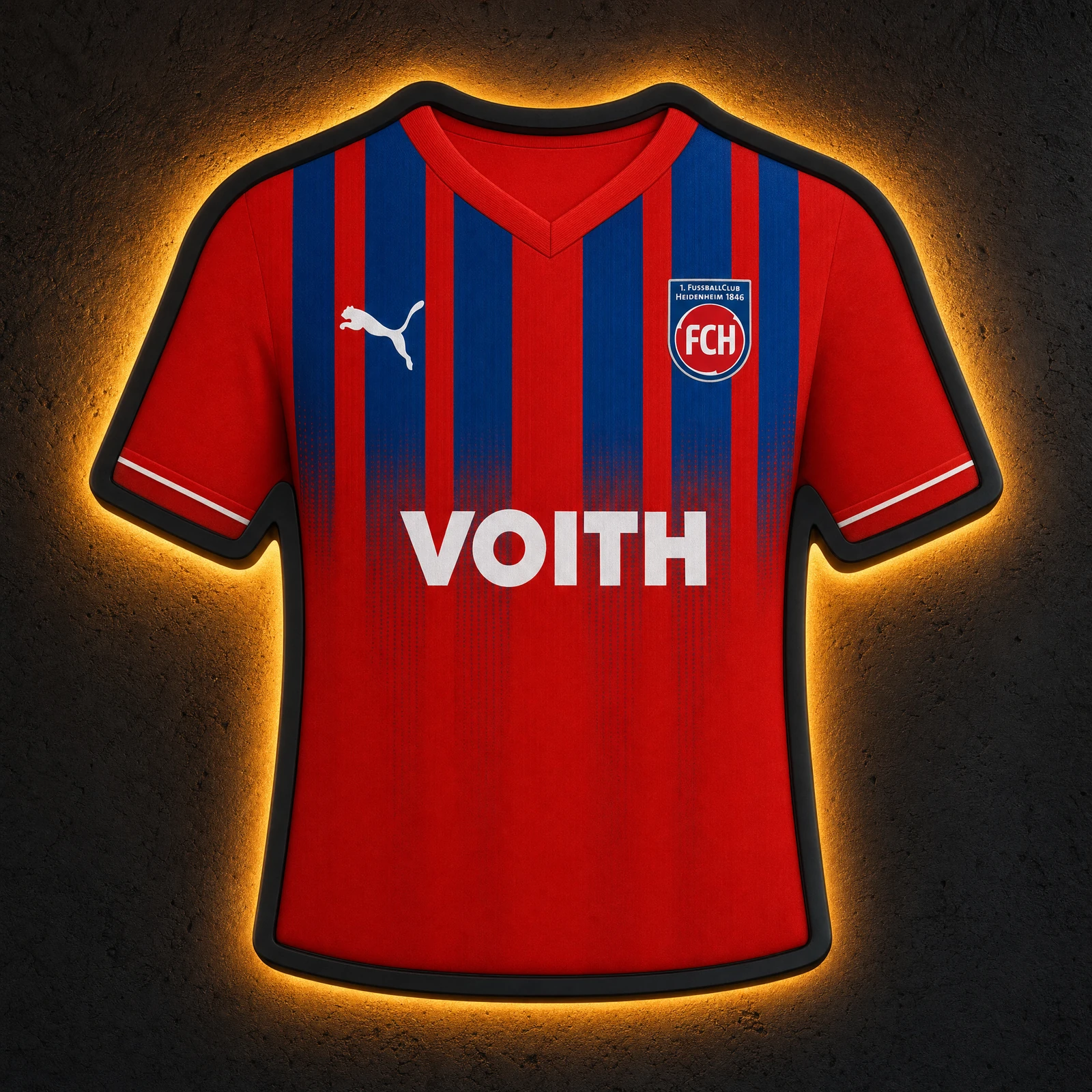 1. FC Heidenheim Heimtrikot 2026/27 LED-Trikot-Lampe — Frontansicht, beleuchtet