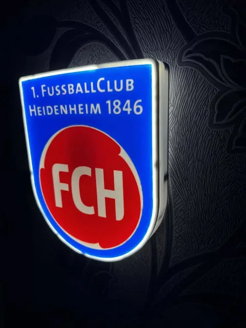 Heidenheim LED Schild leuchtend in warmweißem Licht