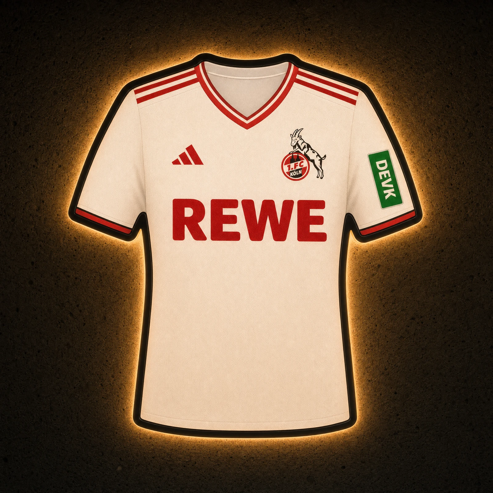 1. FC Köln Heimtrikot 2026/27 LED-Trikot-Lampe — Frontansicht, beleuchtet