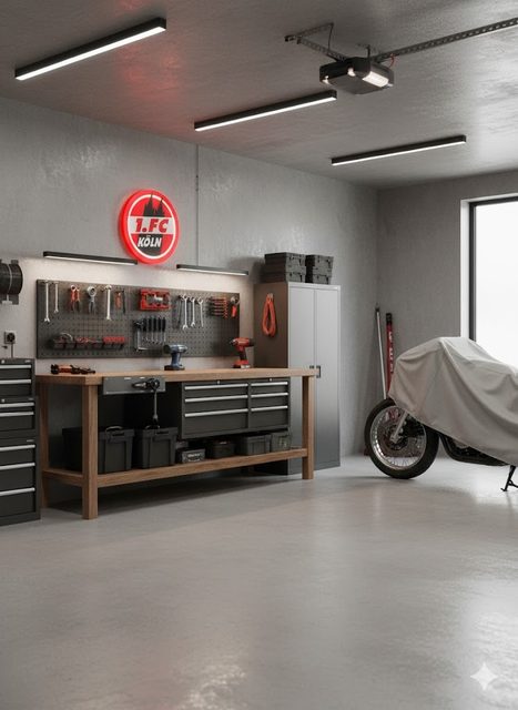 1. FC Köln LED-Schild in Garage als Fanartikel Deko