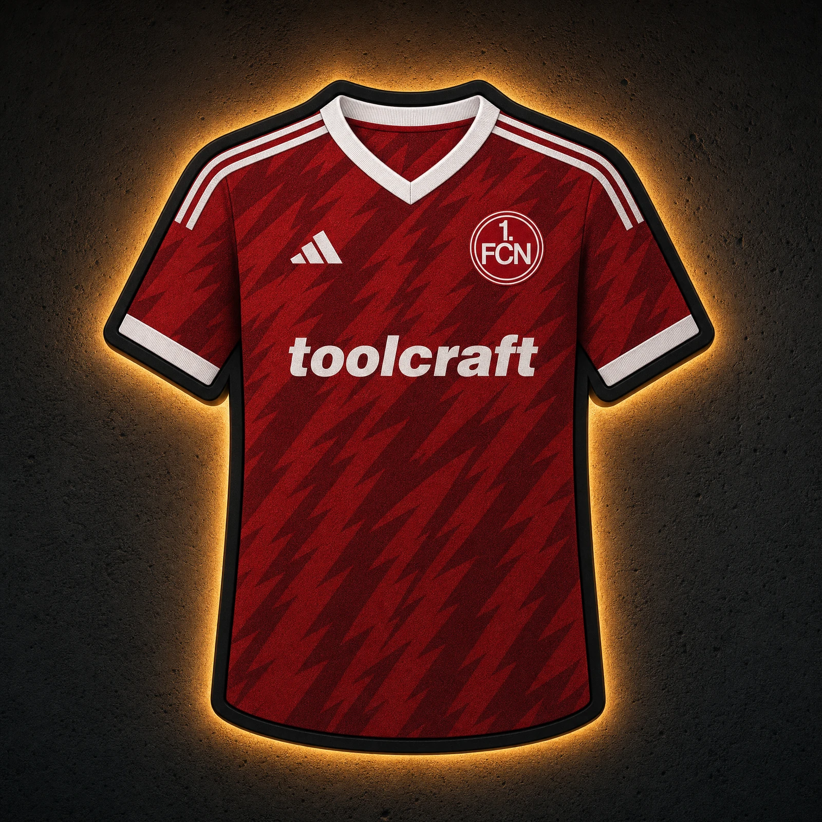 1. FC Nürnberg Heimtrikot 2026/27 LED-Trikot-Lampe — Frontansicht, beleuchtet