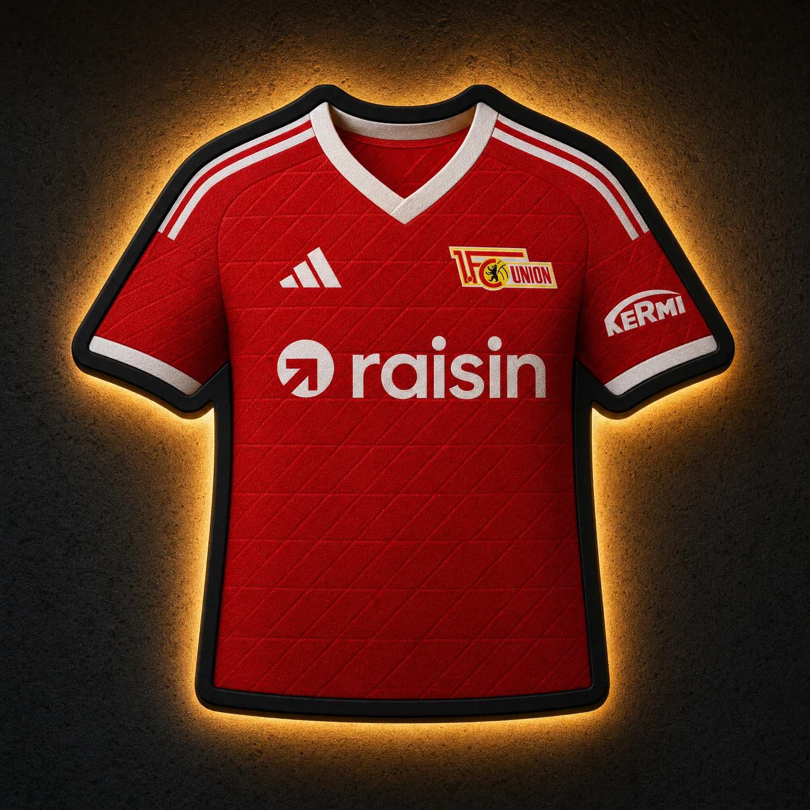 1. FC Union Berlin Heimtrikot 2026/27 LED-Trikot-Lampe — Frontansicht, beleuchtet