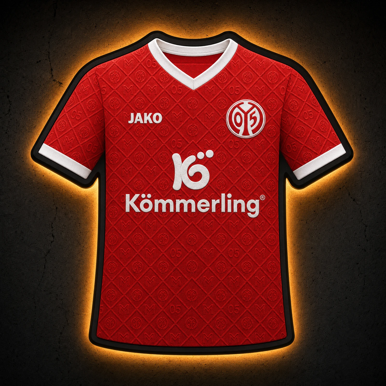 1. FSV Mainz 05 Heimtrikot 2026/27 LED-Trikot-Lampe — Frontansicht, beleuchtet