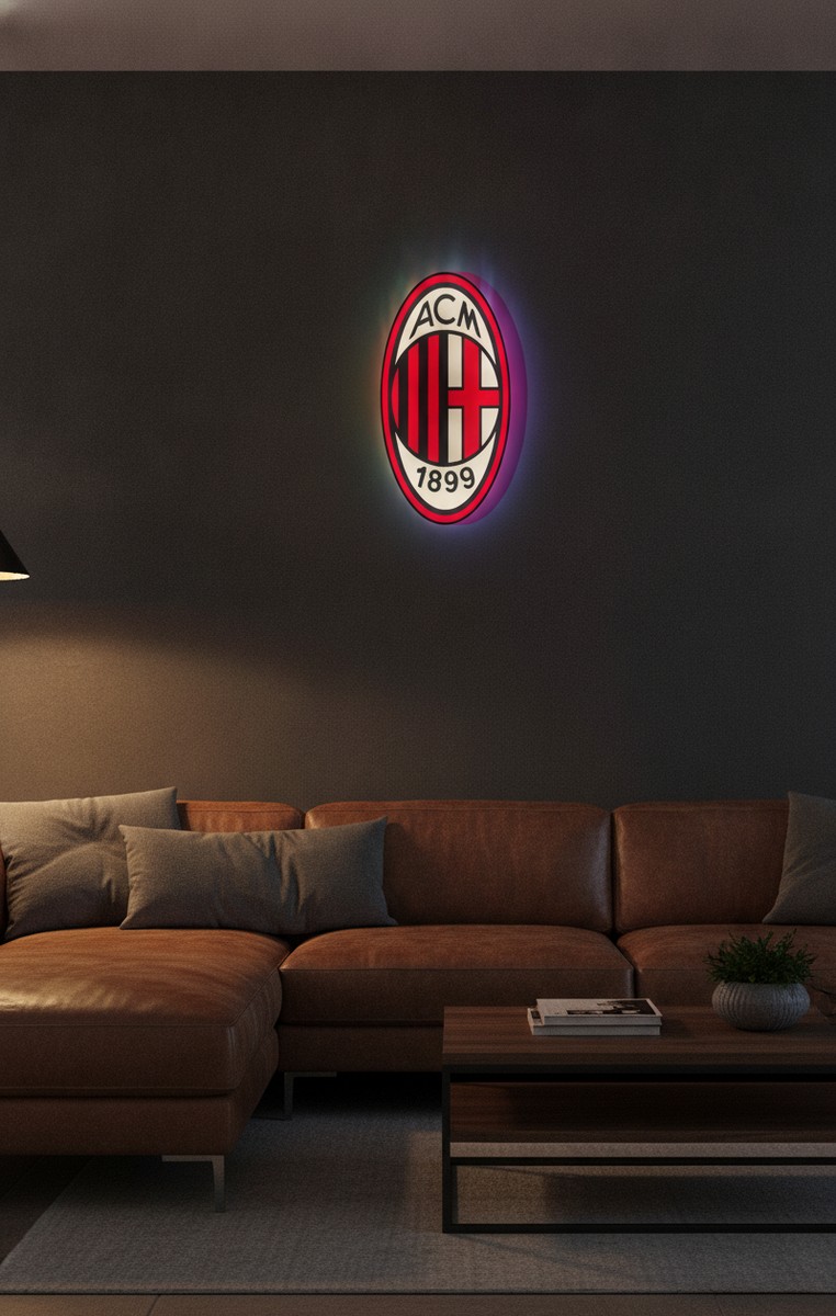 AC Mailand LED-Leuchtschild Wanddeko Fandeko Geschenk - Mockup