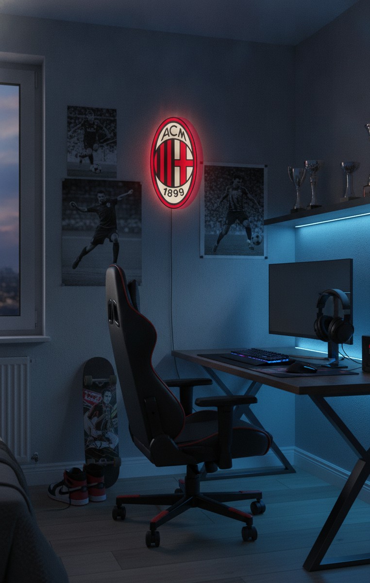 AC Mailand LED-Leuchtschild Wanddeko Fandeko Geschenk - Mockup