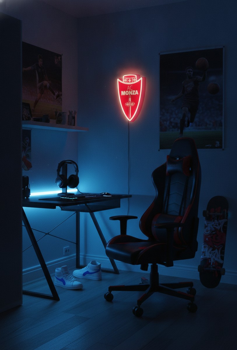 AC Monza LED-Leuchtschild Wanddeko Fandeko Geschenk - Mockup