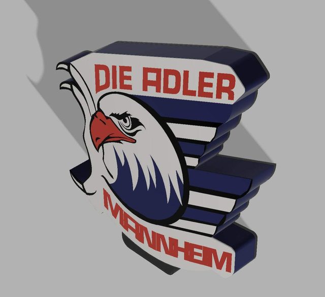 Adler Mannheim LED-Leuchtschild mit offiziellem Logo in Blau und Weiß mit 3D-Leuchteffekt