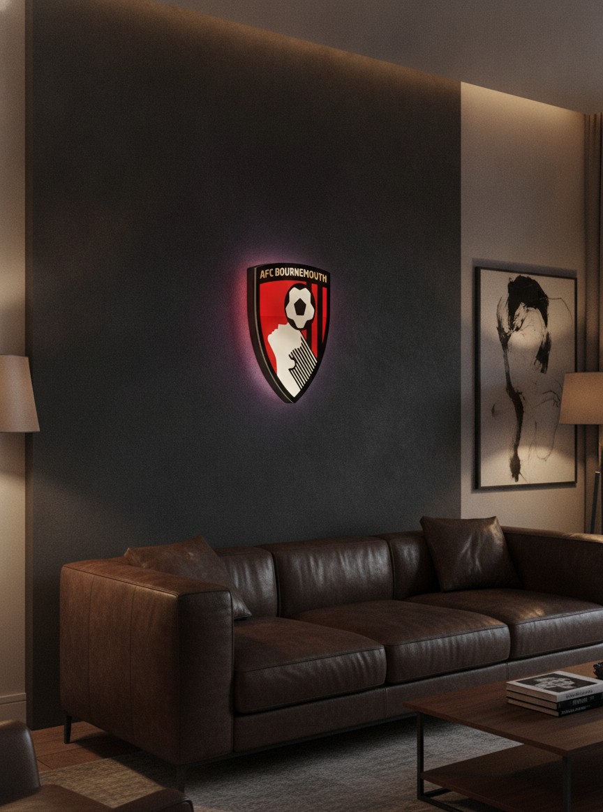 AFC Bournemouth LED-Leuchtschild Wanddeko Fandeko Geschenk - Mockup