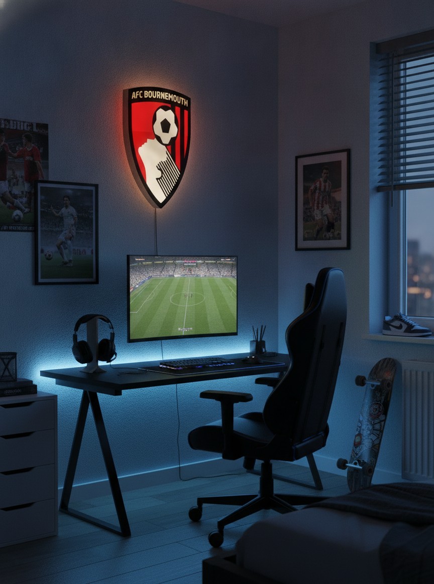 AFC Bournemouth LED-Leuchtschild Wanddeko Fandeko Geschenk - Mockup