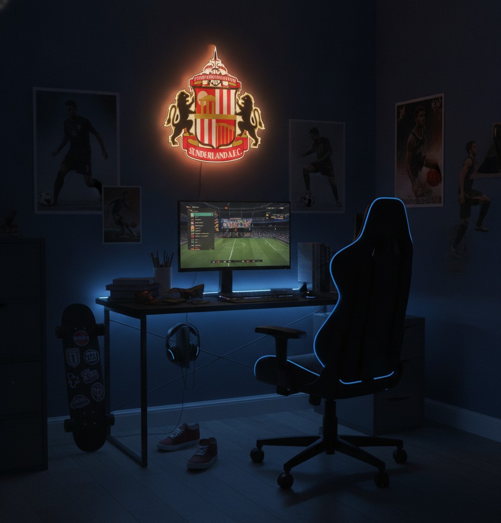 AFC Sunderland LED-Leuchtschild Wanddeko Fandeko Geschenk - Mockup