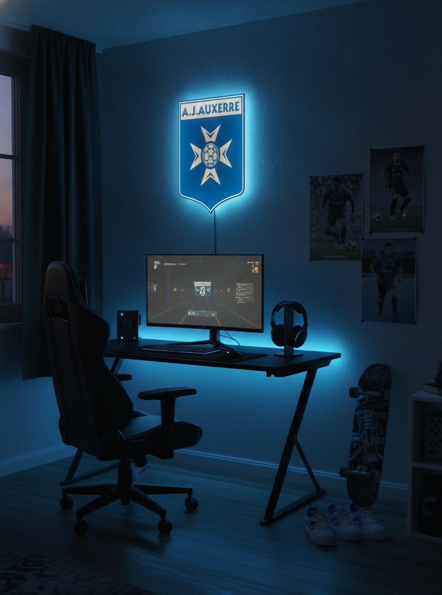 AJ Auxerre LED-Leuchtschild Wanddeko Fandeko Geschenk - Mockup