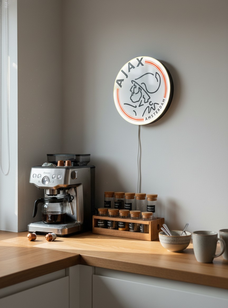 Ajax Amsterdam LED-Lampe mit Logo – Fanartikel & Wanddeko Geschenk - Mockup