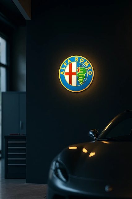 Alfa Romeo LED-Leuchtschild Wanddeko Autodeko Geschenk