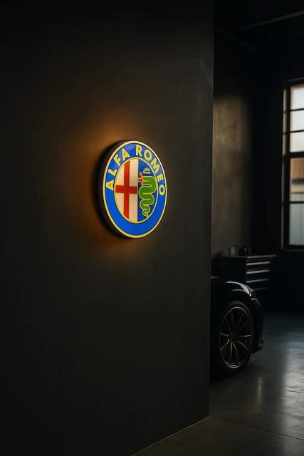 Alfa Romeo LED-Leuchtschild Wanddeko Autodeko Geschenk
