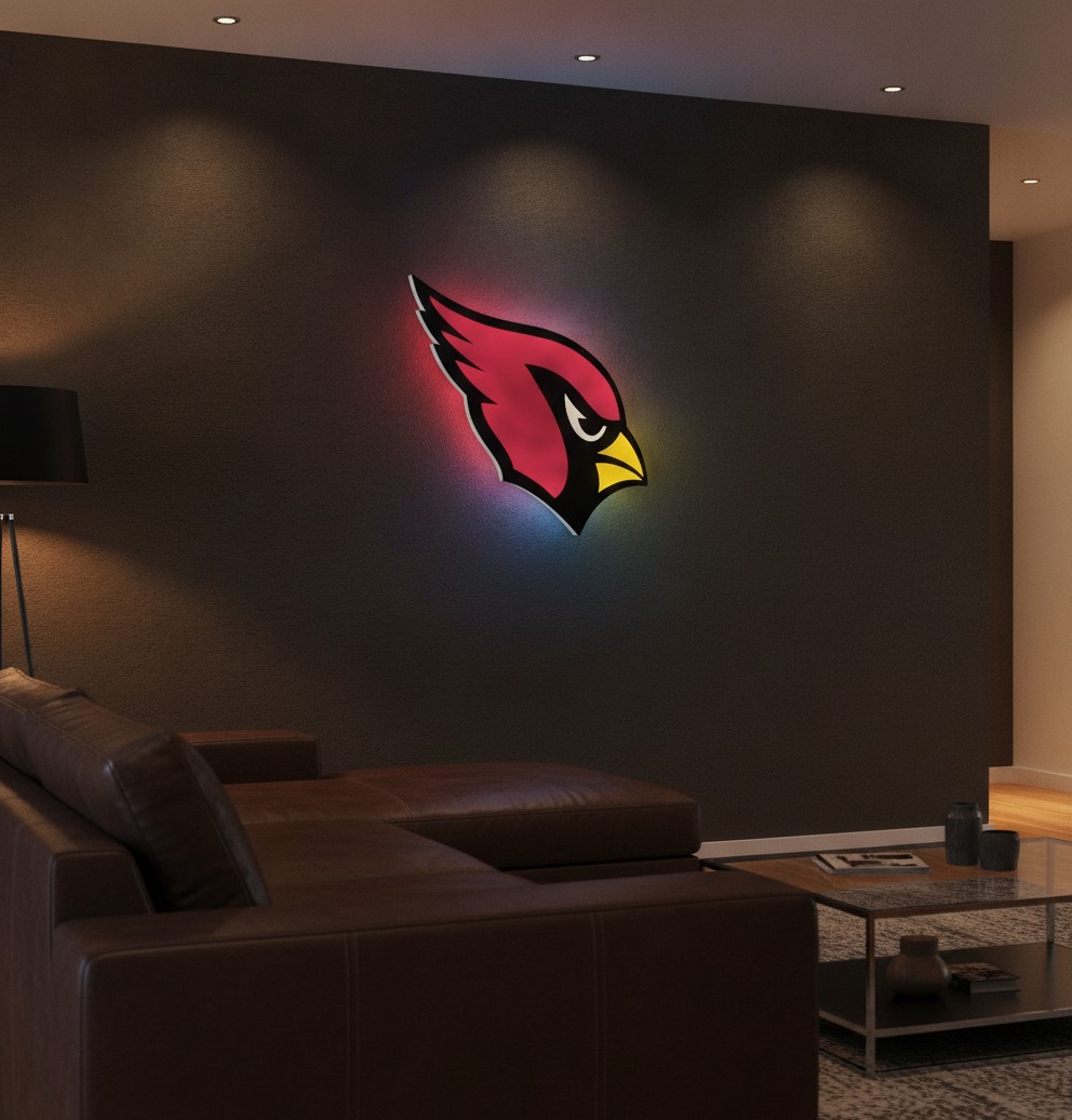 Arizona Cardinals LED-Leuchtschild Wanddeko Fandeko Geschenk - Mockup