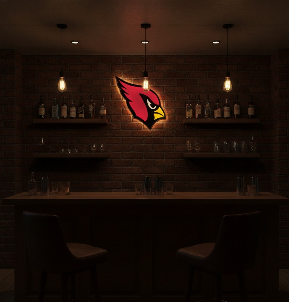 Arizona Cardinals LED-Leuchtschild Wanddeko Fandeko Geschenk - Mockup