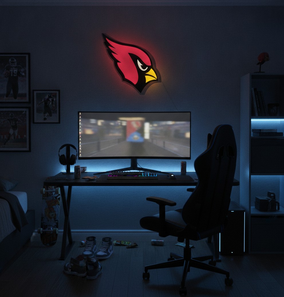 Arizona Cardinals LED-Leuchtschild Wanddeko Fandeko Geschenk - Mockup