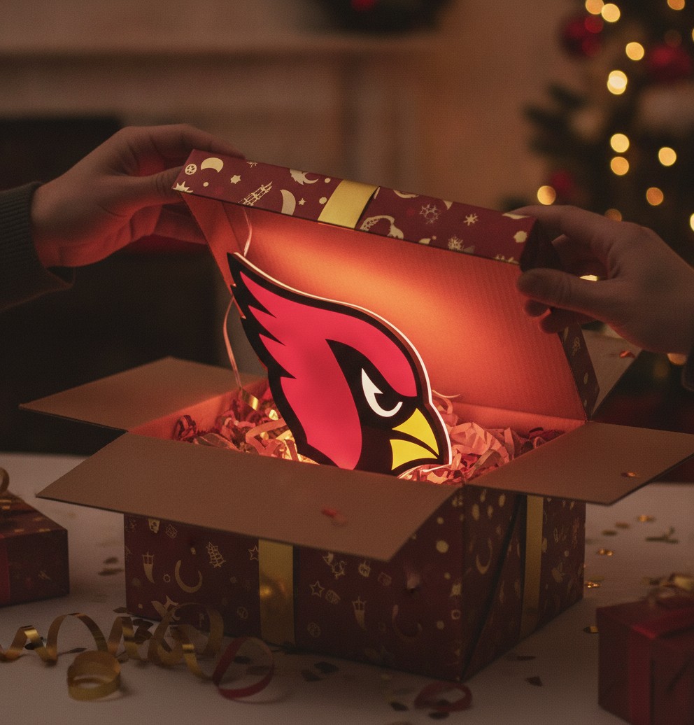 Arizona Cardinals LED-Leuchtschild Wanddeko Fandeko Geschenk - Mockup