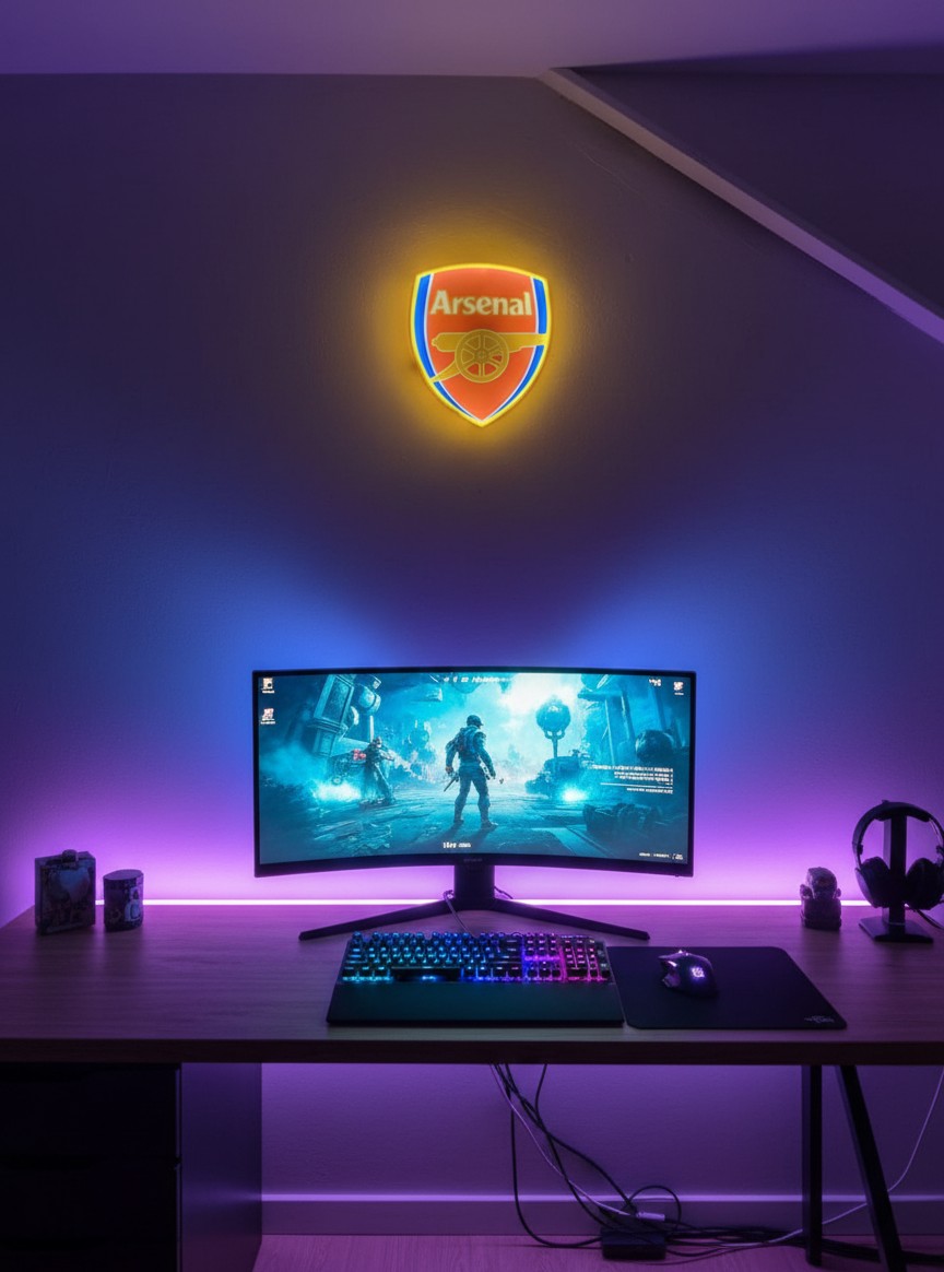 Arsenal FC LED-Lampe mit Logo – Fanartikel & Wanddeko Geschenk - Mockup