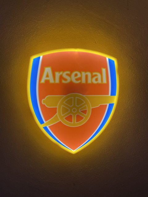 Arsenal LED-Lampe Detailansicht 3D-Effekt Gunners Logo