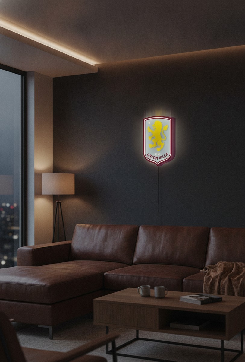 Aston Villa LED-Leuchtschild Wanddeko Fandeko Geschenk - Mockup