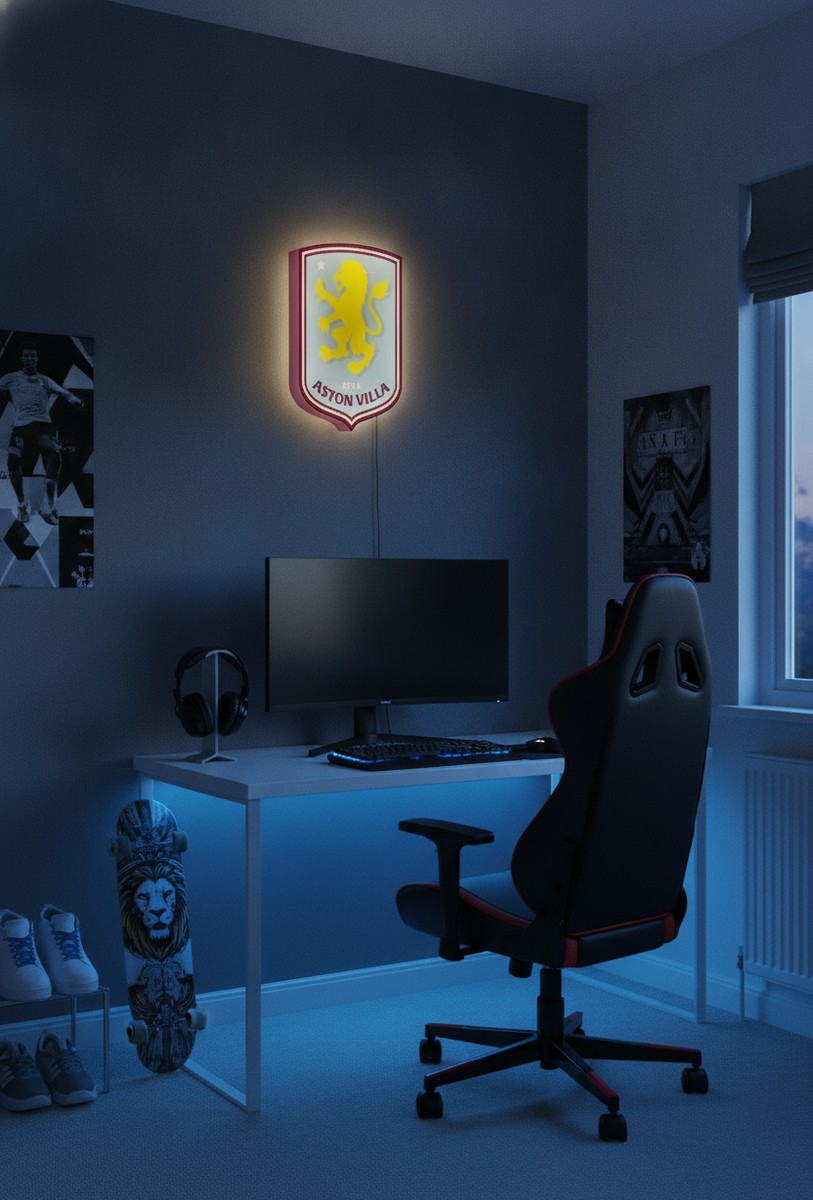 Aston Villa LED-Leuchtschild Wanddeko Fandeko Geschenk - Mockup