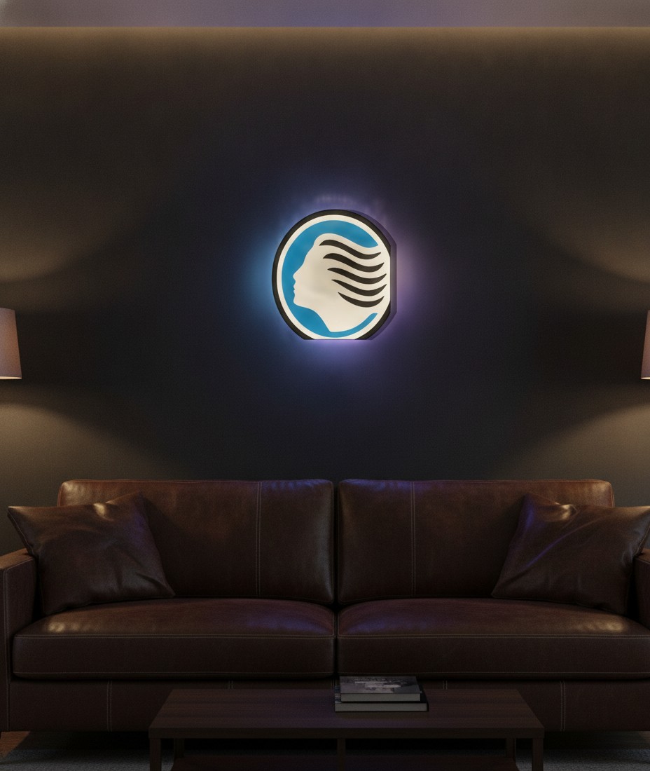 Atalanta Bergamo LED-Leuchtschild Wanddeko Fandeko Geschenk - Mockup