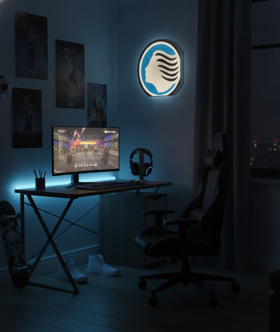 Atalanta Bergamo LED-Leuchtschild Wanddeko Fandeko Geschenk - Mockup