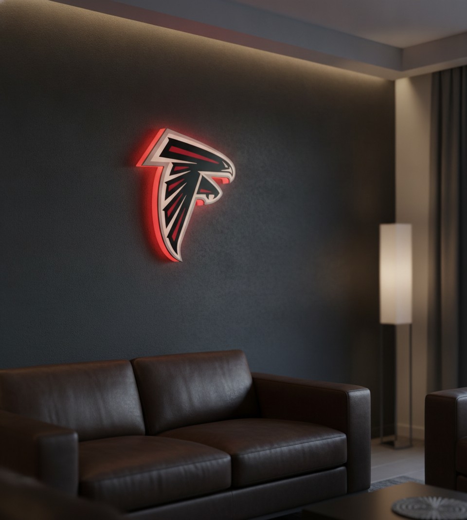 Atlanta Falcons LED-Leuchtschild Wanddeko Fandeko Geschenk - Mockup