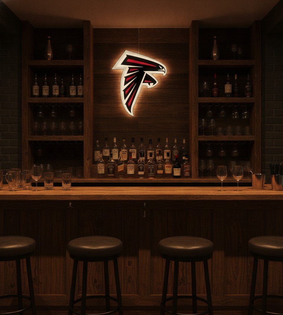 Atlanta Falcons LED-Leuchtschild Wanddeko Fandeko Geschenk - Mockup