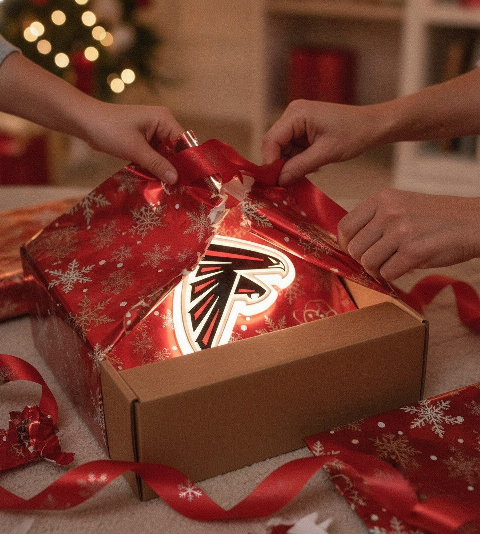 Atlanta Falcons LED-Leuchtschild Wanddeko Fandeko Geschenk - Mockup