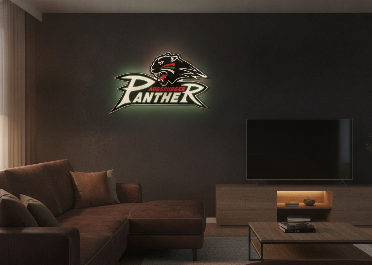 Augsburger Panther LED-Leuchtschild Wanddeko Fandeko Geschenk - Mockup