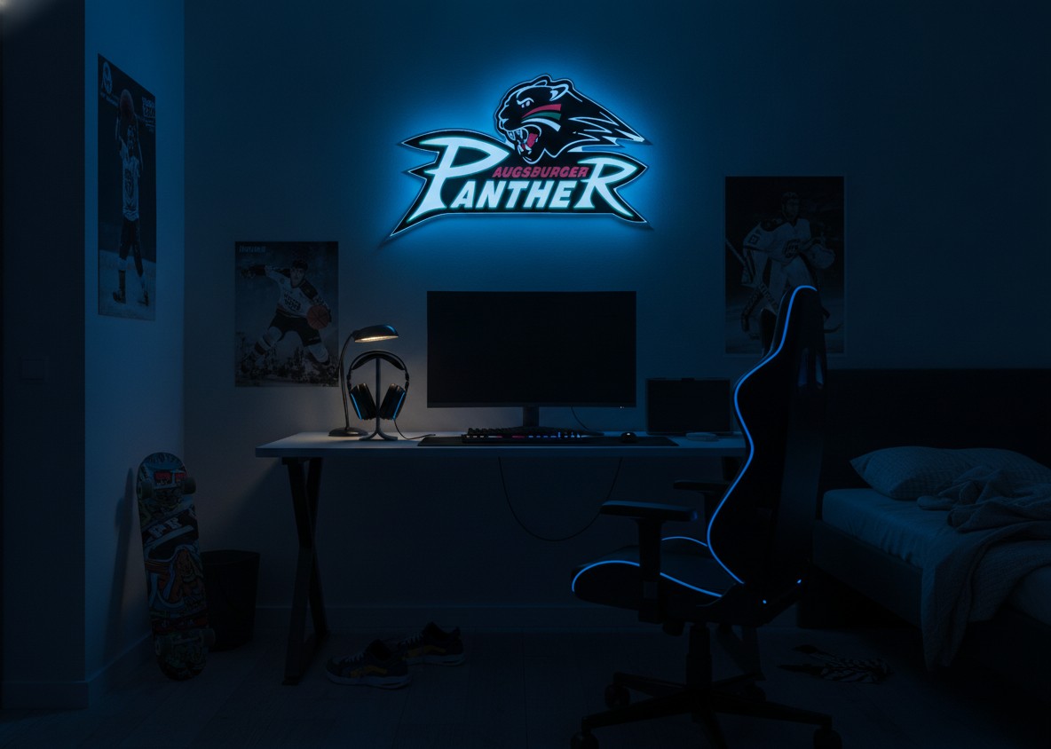 Augsburger Panther LED-Leuchtschild Wanddeko Fandeko Geschenk - Mockup
