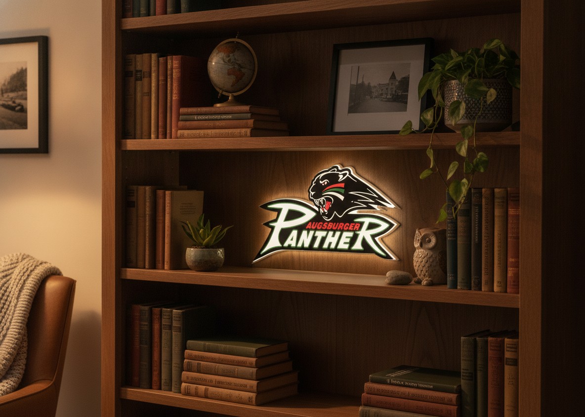 Augsburger Panther LED-Leuchtschild Wanddeko Fandeko Geschenk - Mockup