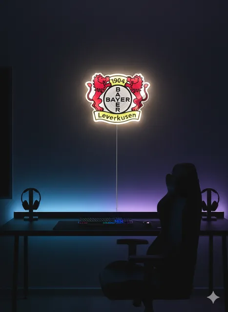 Bayer 04 LED-Leuchtschild mit Standfuß