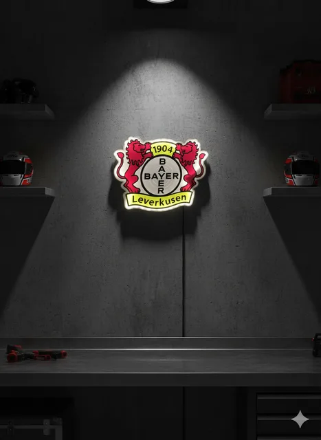 Bayer Leverkusen LED-Schild 3D-Effekt Nahaufnahme