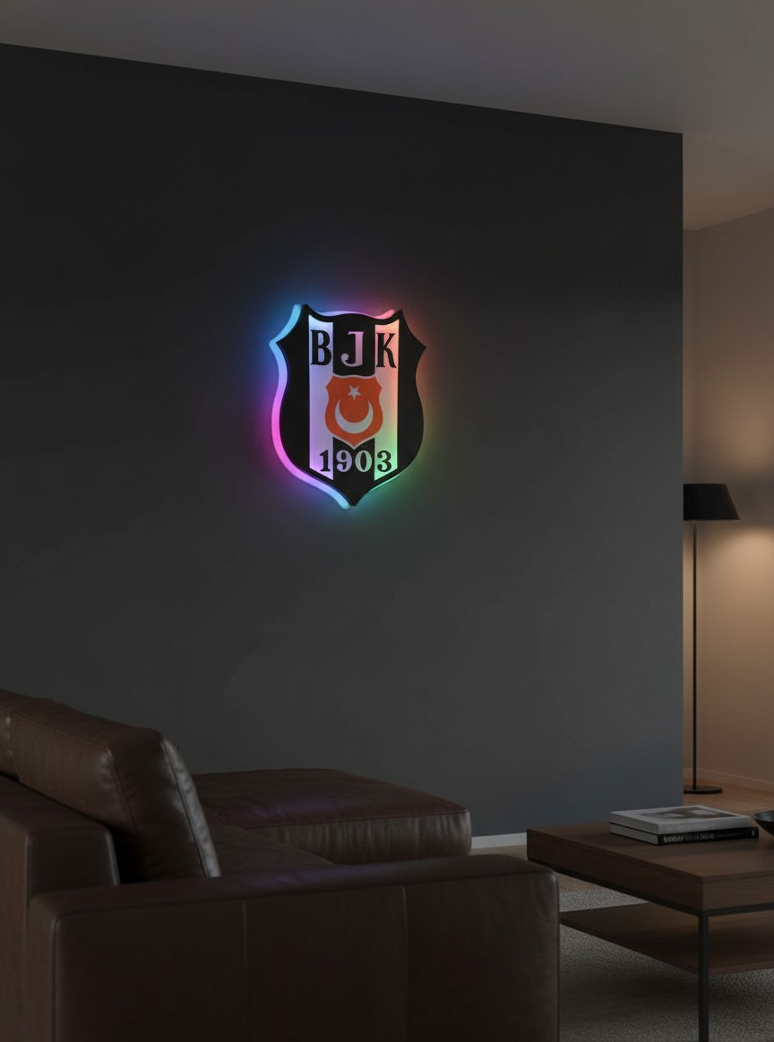 Beşiktaş JK LED-Leuchtschild Wanddeko - Mockup