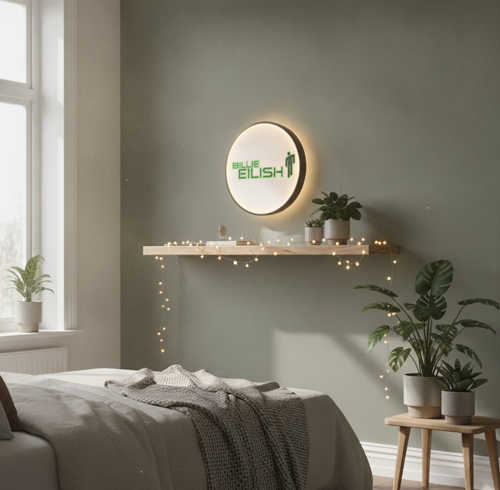 Billie Eilish LED-Leuchtschild Wanddeko Musik-Deko Geschenk - Mockup