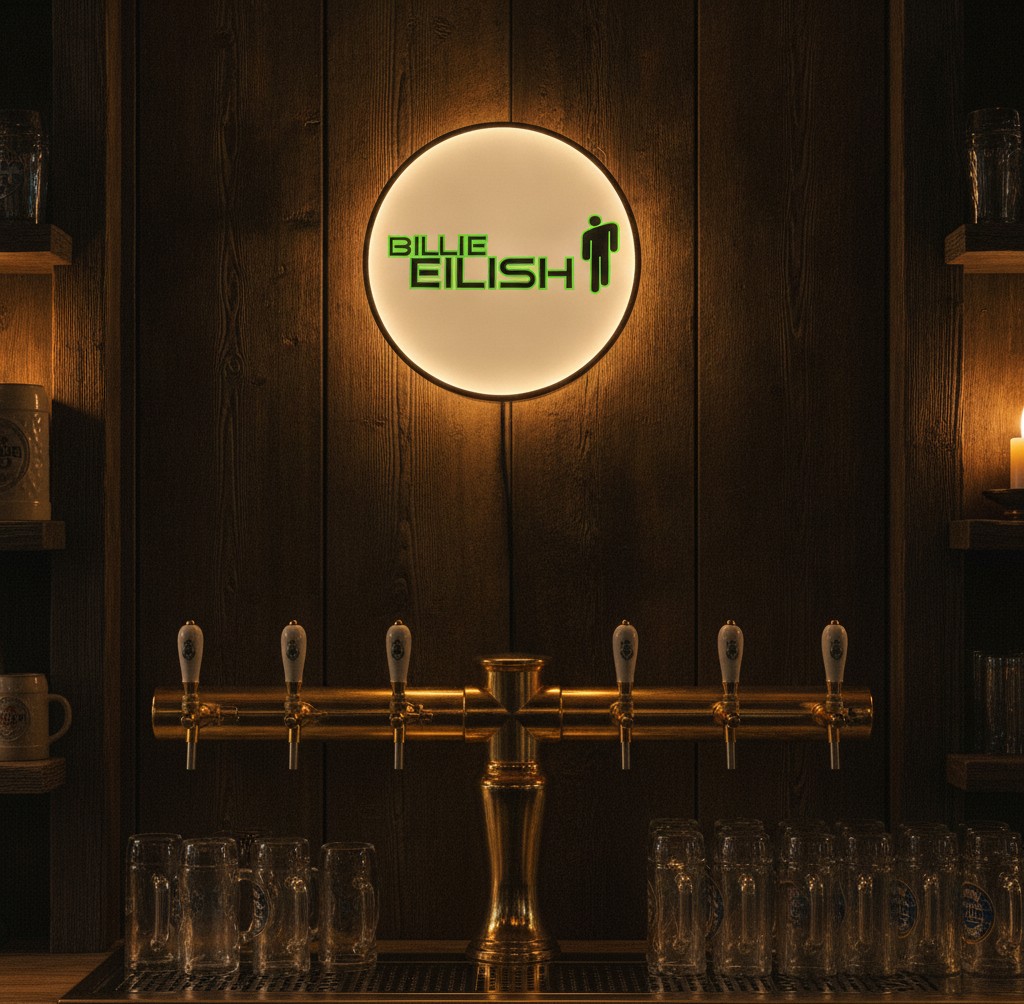 Billie Eilish LED-Leuchtschild Wanddeko Musik-Deko Geschenk - Mockup