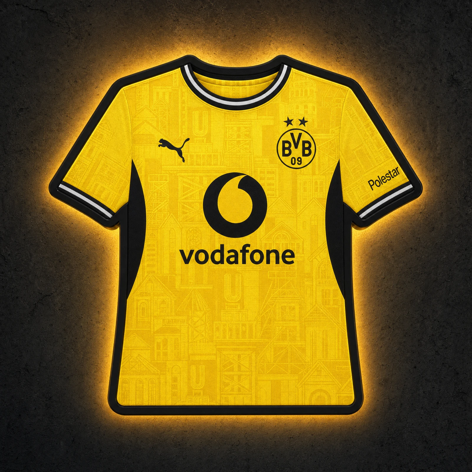 Borussia Dortmund Heimtrikot 2026/27 LED-Trikot-Lampe — Frontansicht, beleuchtet