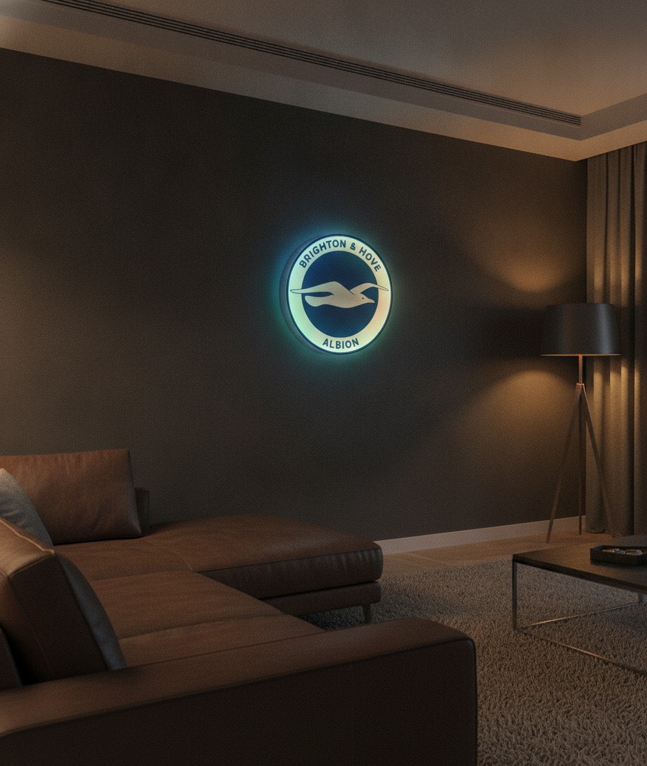 Brighton & Hove Albion LED-Leuchtschild Wanddeko Fandeko Geschenk - Mockup