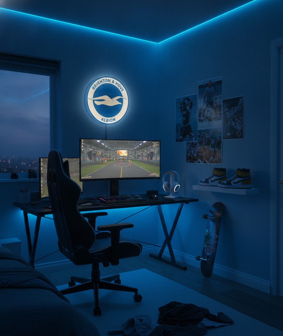 Brighton & Hove Albion LED-Leuchtschild Wanddeko Fandeko Geschenk - Mockup