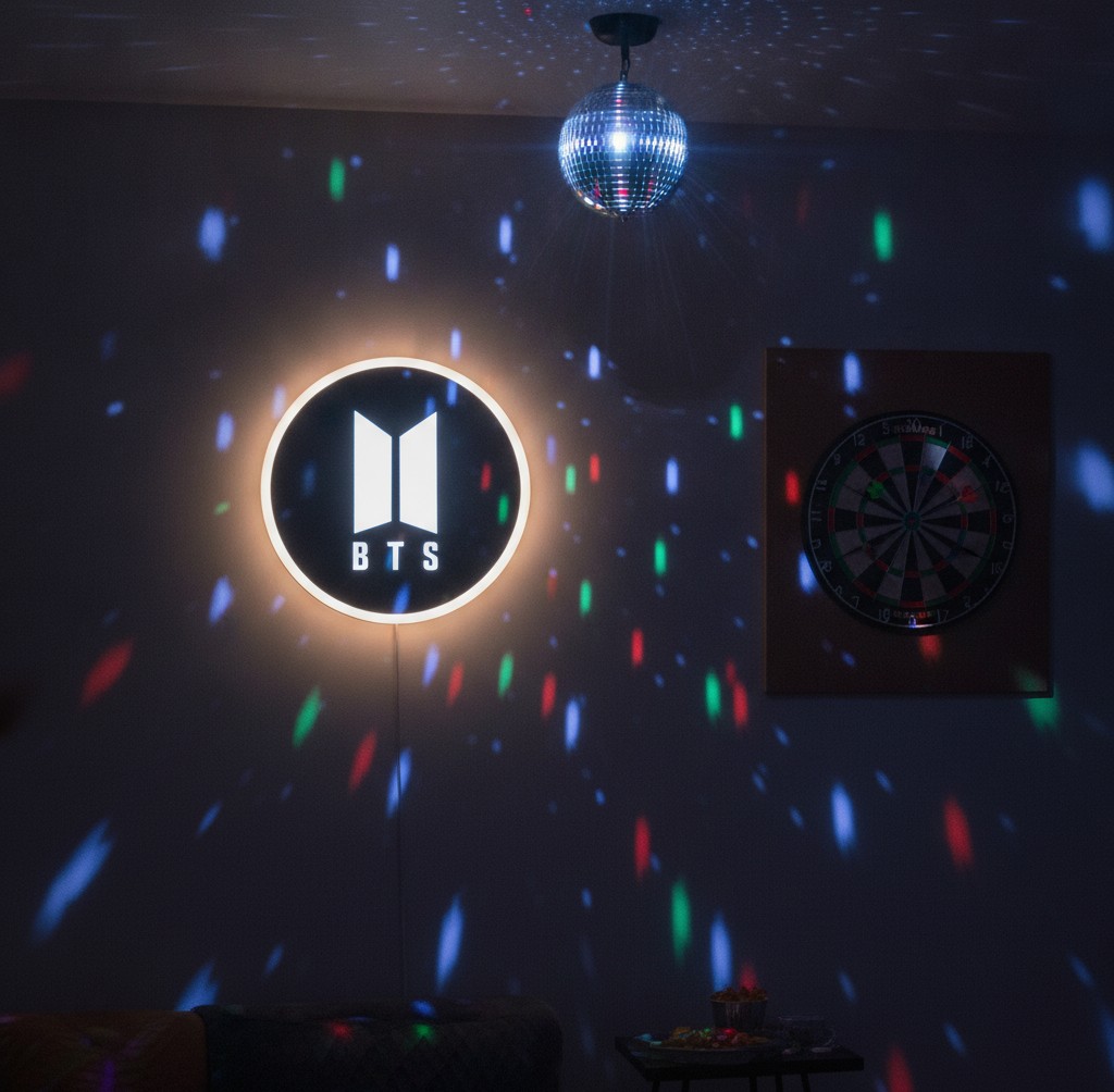 BTS LED-Leuchtschild Wanddeko Musik-Deko Geschenk - Mockup