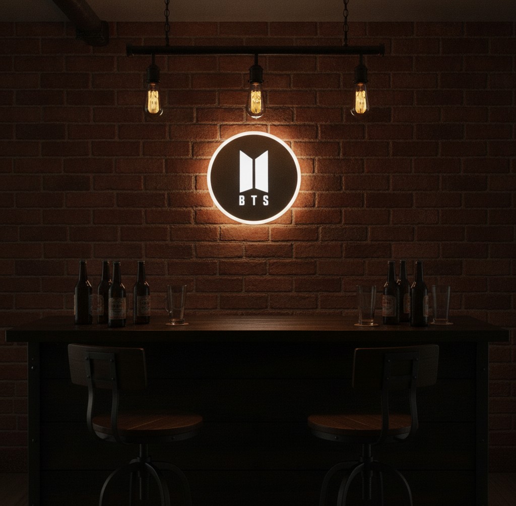 BTS LED-Leuchtschild Wanddeko Musik-Deko Geschenk - Mockup