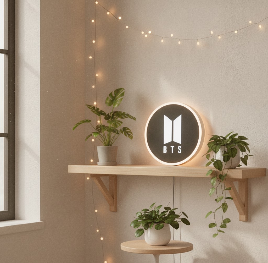 BTS LED-Leuchtschild Wanddeko Musik-Deko Geschenk - Mockup