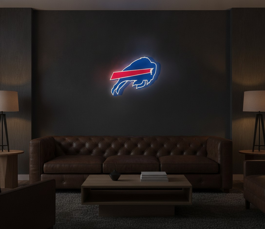Buffalo Bills LED-Leuchtschild Wanddeko Fandeko Geschenk - Mockup
