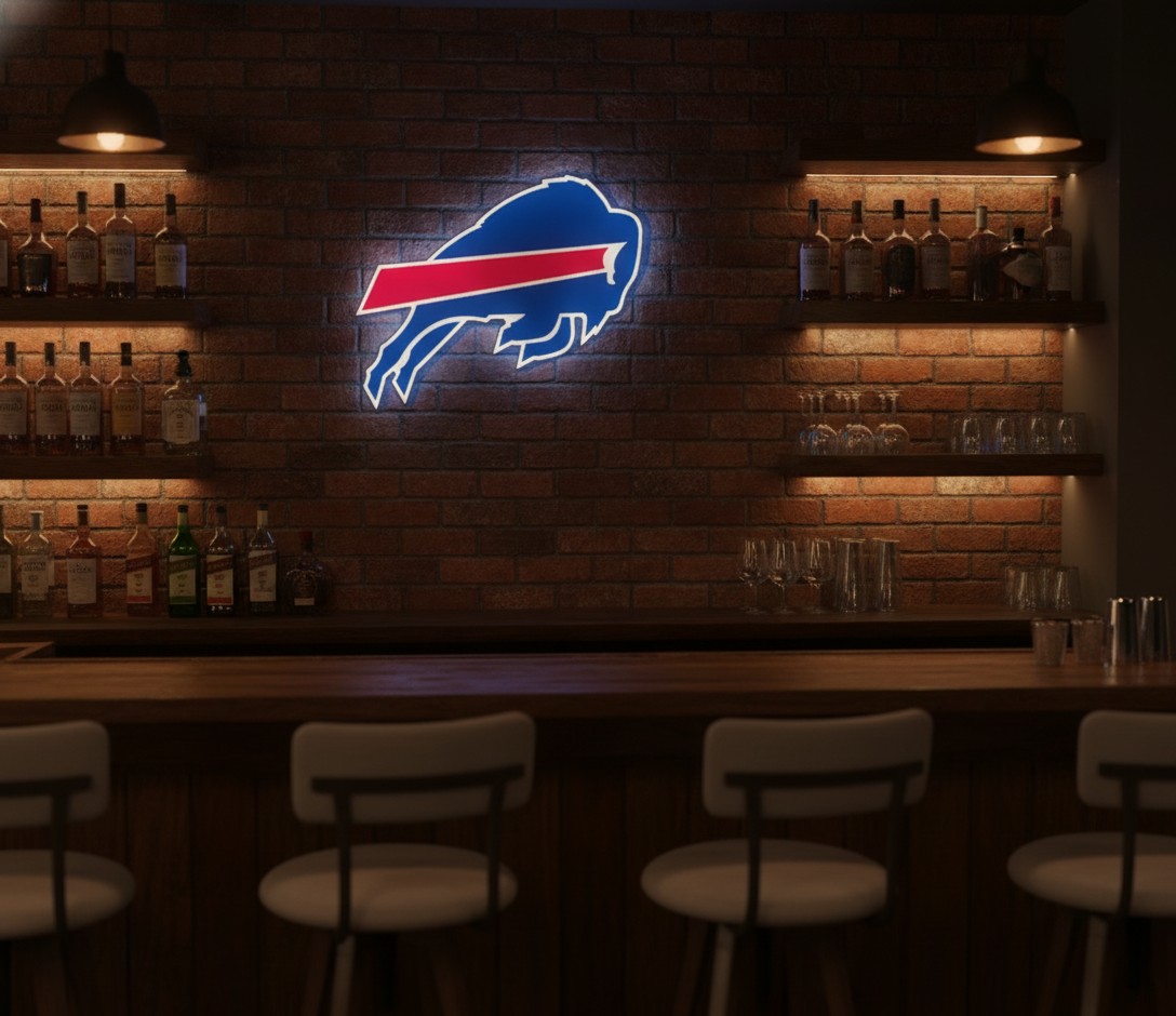 Buffalo Bills LED-Leuchtschild Wanddeko Fandeko Geschenk - Mockup