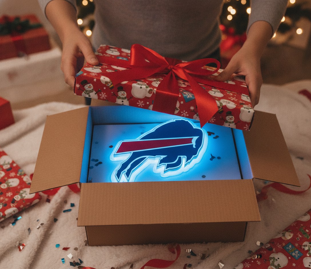 Buffalo Bills LED-Leuchtschild Wanddeko Fandeko Geschenk - Mockup