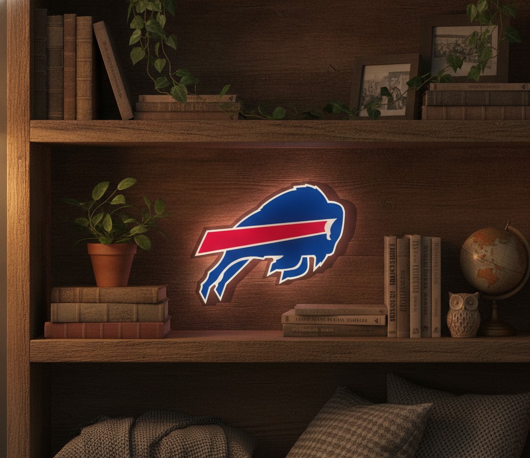 Buffalo Bills LED-Leuchtschild Wanddeko Fandeko Geschenk - Mockup