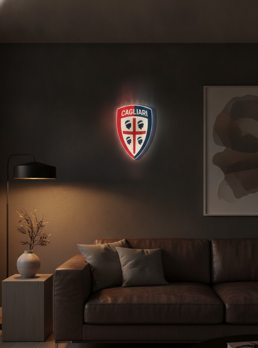 Cagliari Calcio LED-Leuchtschild Wanddeko Fandeko Geschenk - Mockup